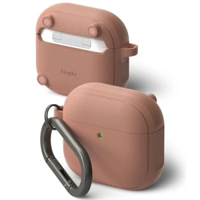 Afbeelding van Ringke Magnetisch Onyx Hoesje voor AirPods 4 Antislip Krasbestendig TPU Beschermhoes met Karabijnhaak Accessoires Constant Koraal