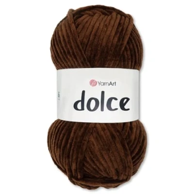 Afbeelding van Frida&#039;s Wollhaus YarnArt Dolce Chenille breiwol, haak en amigurumi garen, 100 g, 64 kleuren, 775 chocoladebruin
