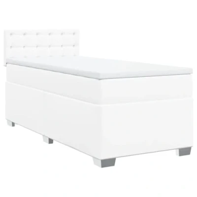 Afbeelding van vidaXL Boxspring met matras kunstleer wit 90x200 cm