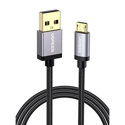 Afbeelding van UGREEN Micro USB Kabel Nylon 18W Snel Opladen Compatibel met Galaxy S21 S20 A10, Redmi 6A Note 6 Pro, Huawei P40, PS4 Controller, GPS enz.(0.5M,Zwart)
