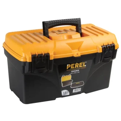 Afbeelding van Perel Gereedschapskoffer, Ft 43,2 X 25 23,8 Cm, Leeg Geleverd, Zwart/geel Gereedschap