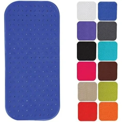 Afbeelding van MSV Douche/bad anti slip mat badkamer rubber blauw 36 x 97 cm met zuignappen extra lang formaat