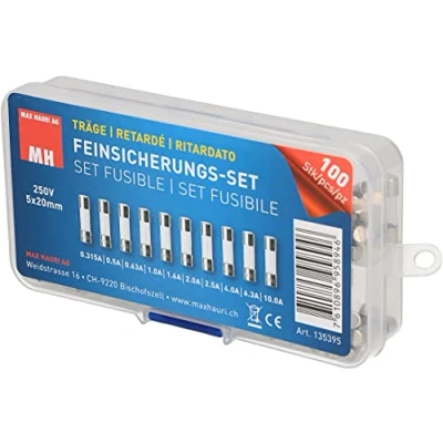 Afbeelding van Max Hauri AG 135395 Buiszekering assortiment (Ø x l) 5 mm 20 Traag T Inhoud 100 stuk(s)
