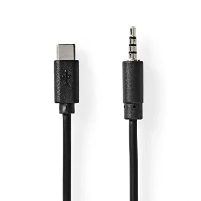Afbeelding van Nedis USB C Adapter 2.0 Male 3,5 mm 1.00 m Rond Vernikkeld PVC Zwart Doos