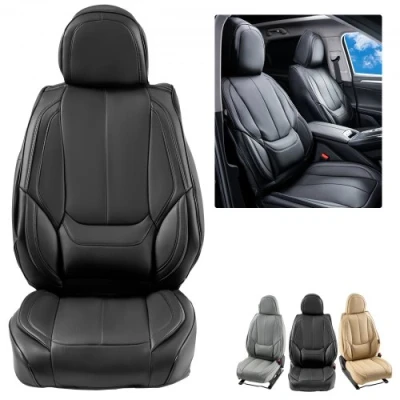 Image de VEVOR Housses de siège voiture universelles pour sièges avant, 6 pcs, housse en simili cuir, conception entièrement fermée, appuie tête détachable, airbag, voitures SUV camions, noir