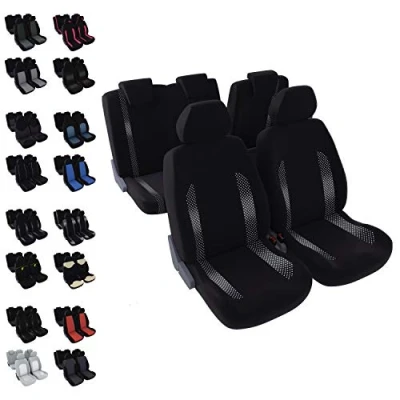 Afbeelding van DBS zetelhoezen voertuig/auto 5 zits zwart + jacquard universeel antislip afwasbaar