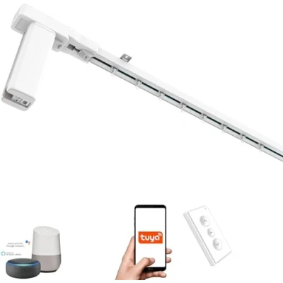 Afbeelding van ACRIMO Gemotoriseerde gordijnrail, intelligente railset met wifi motor en afstandsbediening, compatibel Google Home, Alexa Tuya mobiele app, lengte tot 5 meter