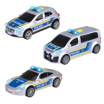 Afbeelding van Dickie Toys Unit politieauto, speelgoed voor kinderen vanaf 3 jaar, auto met wrijvingsmotor, licht en geluid, willekeurige selectie uit modellen (Porsche, Mercedes Benz of Citroën)