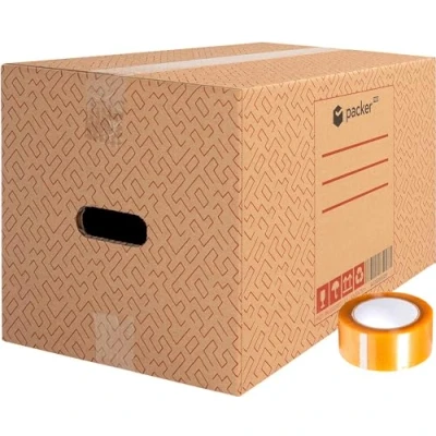Afbeelding van packer PRO 10 stuks kartonnen dozen voor verhuizing en opslag met handgrepen plakband 430 x 300 250 mm