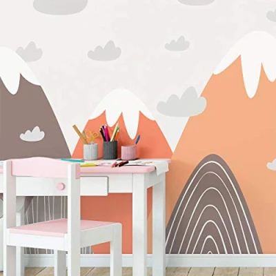 Afbeelding van Muurstickers Kinderen Decoratie Babykamer Muurtattoo Scandinavische Enorme Bergen Scandinavië Franscika H105 x B195 cm