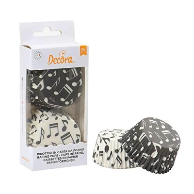 Afbeelding van Decora 0339849 papieren potjes, muzieknoten, 50 x 32 mm, 36 stuks