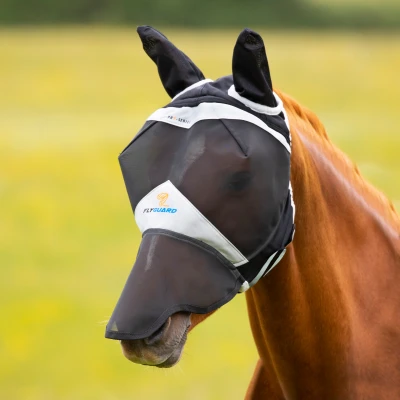 Image de Shires Masque Anti Mouches avec Oreilles et Nez Fine Mesh Noir Shet Pony