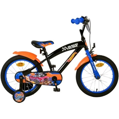 Afbeelding van Hot Wheels Kinderfiets Jongens 16 inch Zwart Oranje Blauw Twee handremmen