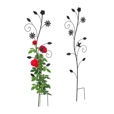 Afbeelding van plantensteun metaal set van 2 110 cm tuinsteker klimplanten