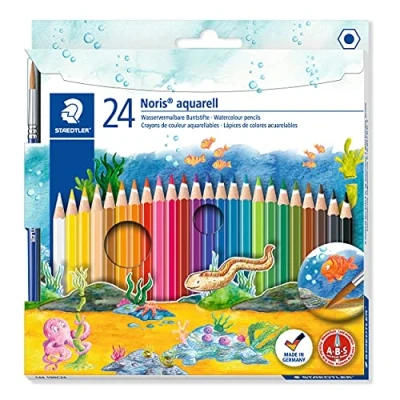 Image de Farbstift Noris Club aquarell, 24 Stück und Pinsel: Wasservermalbare Farbstifte