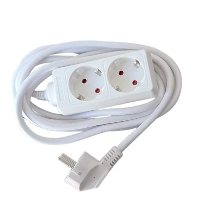 Afbeelding van stekkerdoos wit 2 verlengdozen zonder schakelaar met 3G kabel 1,5 mm² 5 m, Duitse (2 stopcontacten, m)
