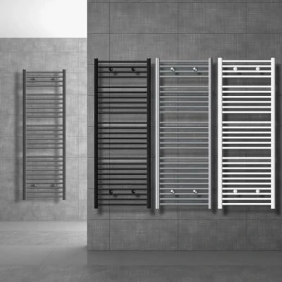 Afbeelding van Badkamerradiator Sahara 600x1200 mm Wit gebogen met zijaansluiting