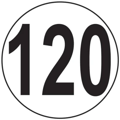 Afbeelding van Sticker Macaron snelheidsbegrenzing bussen tractor gewicht zware schijf vrachtwagen 120 km/u zelfklevend 20 cm diameter