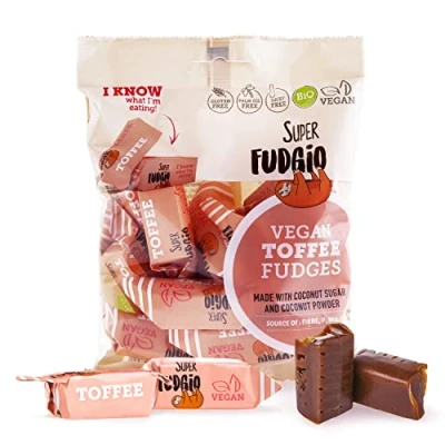 Afbeelding van SUPER FUDGiO Organic Bonbons toffee veganistisch en glutenvrij biologische karamel zonder palmolie met kokosmelk kokossuiker Multipack van 150 g smaak: