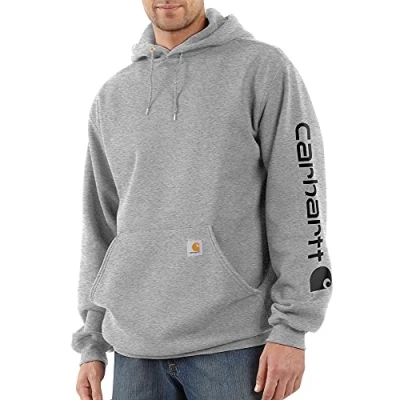 Afbeelding van Carhartt Sleeve Logo Hooded Sweatshirt Heather Grey/Black L