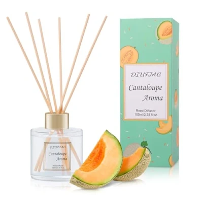 Afbeelding van 100 ml geurverspreider met 6 vezelstokjes, meloen voor aromatherapie, luchtverfrissers thuis, slaapkamer, badkamer