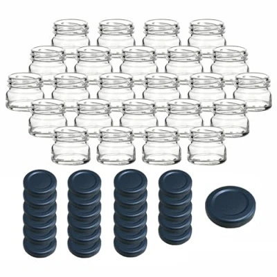 Afbeelding van gouveo Set van 24 potten &quot;Mini&quot; 30 ml met draaibare sluiting TO 43 zwart, voorraadpotten, jampotten, kruidenpotjes, omzetpotten