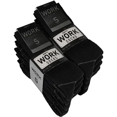 Afbeelding van BRUBAKER Werksokken 10 Paar WORK Sokken voor optimale grip op het werk Robuuste Functionele Katoen Versterkte hiel en teen Zwart Maat 43 46