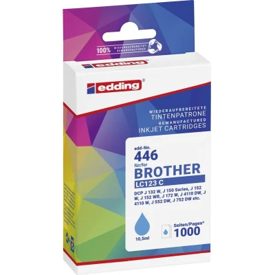 Afbeelding van Edding Inktcartridge vervangt Brother LC123C Compatibel Cyaan EDD 446 18 01