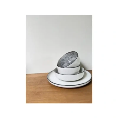 Afbeelding van ONA Plat bord 27cm wit Gravel (Set van 6)