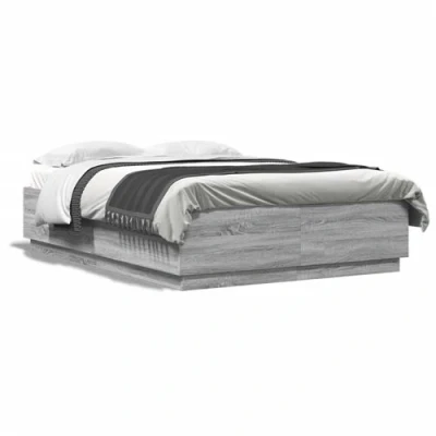 Afbeelding van vidaXL Bedframe met LED verlichting grijs sonoma eiken 120x200 cm