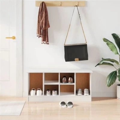 Afbeelding van Schoenenbankje ALTA 100x35x45 cm massief grenenhout wit