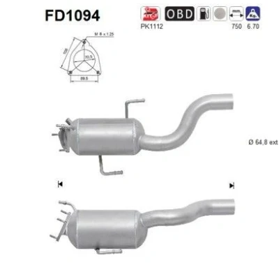 Afbeelding van AS FD1094 Roetfilter Euro 5 Cordieriet VOLKSWAGEN: Touareg II