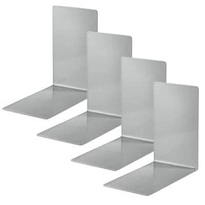 Afbeelding van Alco Albert 4301 29 4 boekensteunen van metaal, grijs, 14 x 8,5 cm, voor school, kantoor en thuis