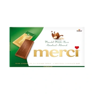 Afbeelding van Merci Exclusiv Chocolade tabletten melk noten 4 x 25 gram