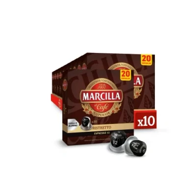 Afbeelding van Marcilla Café Ristretto 200 capsules compatibel met Nespresso*® machines (10 verpakkingen van 20 stuks)