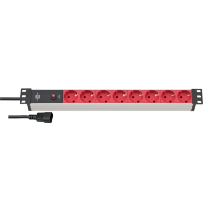 Afbeelding van Brennenstuhl 1390007118 Alu Line 19&quot; PDU Server Stekkerdoos 10A met 8x Type F Aansluitingen C14 UPS Stekker 2 meter