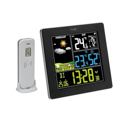 Afbeelding van TFA Dostmann Funk Wetterstation mit Farbdisplay SUN 2 35.1174.01 Draadloos weerstation Verwachting voor 12 tot 24 uur Aantal sensoren max.: 3 stuk(s)