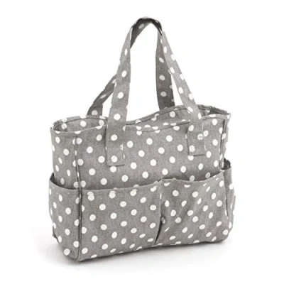 Afbeelding van Hobby Gift Exclusieve knutseltas, schoudertas, gebreide tas, garenopslag, schoolrugzak, 13 x 36 31 cm, grijze stippen