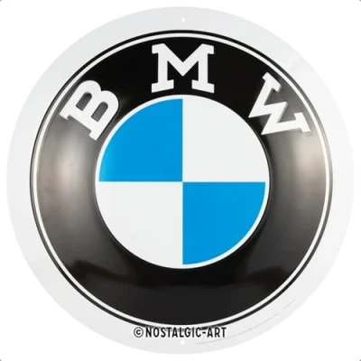 Afbeelding van Rond Metaal Bord 35cm BMW Logo