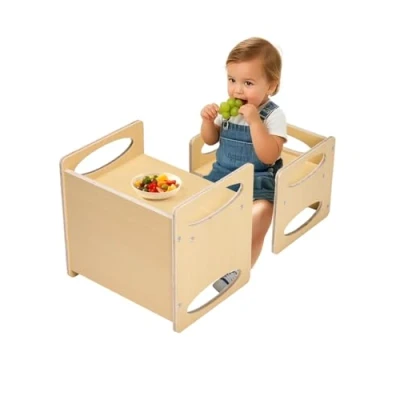 Image de VEVOR Ensemble Table et Chaises pour Diversification Alimentaire Enfants en Bois