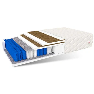 Afbeelding van FDM CRETE Matras 180 x 200 cm Premium 7 zones pocketveringmatras, hardheidsgraad H5/H3, 2 kokospolyurethaanschuim, polyester, 27 hoog
