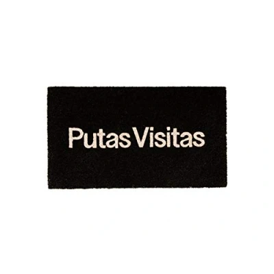 Afbeelding van fisura. Moderne deurmat van kokosnoot met antislip onderkant pvc. Originele handgeschilderde deurmat. Afmetingen: 70 cm x 40 cm. (Bezoekende , Zwart)