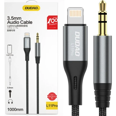 Afbeelding van Dudao audiokabel Lightning mini jack 3,5 mm 1m grijs (L11PRO)