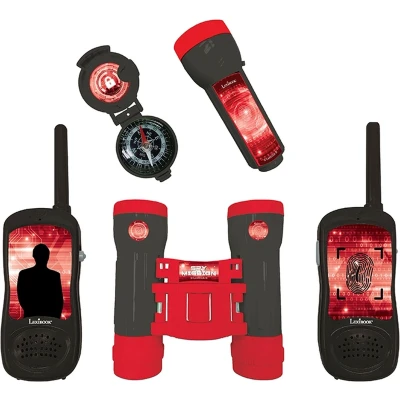 Afbeelding van Complete spionageset met portofoon, 120 m bereik, verrekijker, zaklamp en kompas.