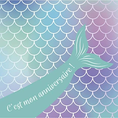 Afbeelding van Clairefontaine 20031C set met 8 afzonderlijke kaarten, voorgedrukt, formaat 11,6 x cm + enveloppen, vierkant, 12 cm, komt overeen verjaardag, kinderen, meisjes, zeemeermin