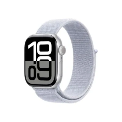 Afbeelding van Apple Watch S10 GPs + Cellular 42 Mm Aluminum Silver Kast Blue Cloud Sport Loop Band (mwx63qf/a)
