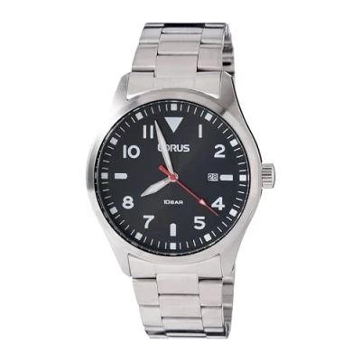 Afbeelding van Lorus Herenhorloge, kwarts, analoog, metalen armband, RH923QX9, zwart, modern, zwart., Modern