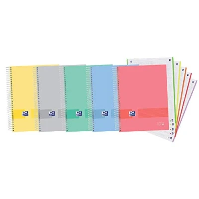 Afbeelding van Oxford, Europeanbook5 Oxford &amp; You Notitieboek, A4+, microgeperforeerd, extra harde omslag, 5 x geruit, 120 vellen, willekeurige kleuren met bandkleuren