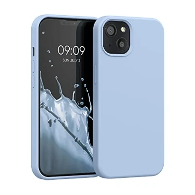 Afbeelding van kwmobile telefoonhoesje geschikt voor Apple iPhone 13 Hoesje met siliconen coating Smartphone case in mat lichtblauw