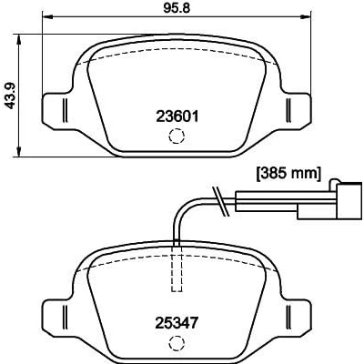 Afbeelding van HELLA 8DB 355 031 561 Remblokkenset Incl. slijtage waarschuwingscontact FIAT: 500 Hatchback, C Convertible, ABARTH: 500C / 595C 695C Convertible